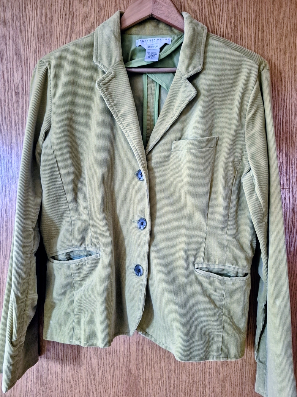 Vintage Geoffrey Beene Women's Lime Green Stretch Corduroy Blazer
